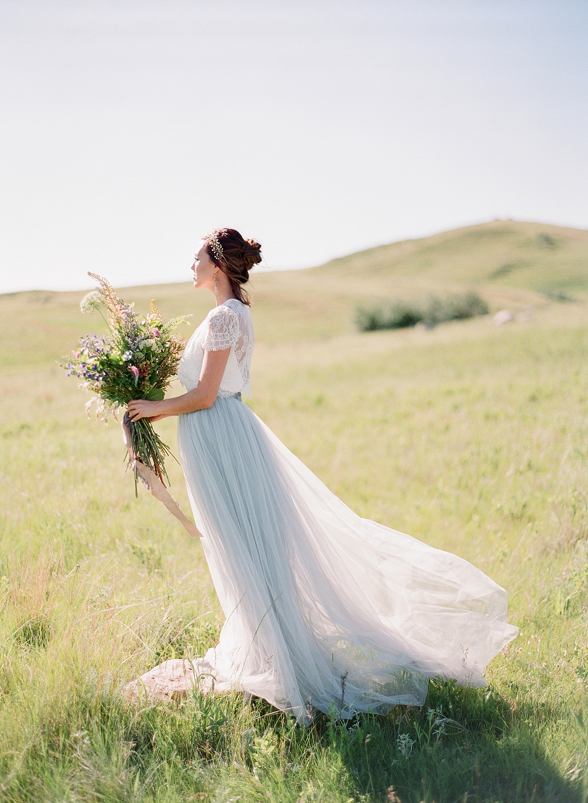 Whimsical Prairie Bride Wedding Inspiration / Film photography by Golden Veil Photography
